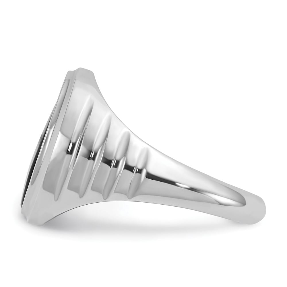 14k White Gold Oval Onyx Men's Ring