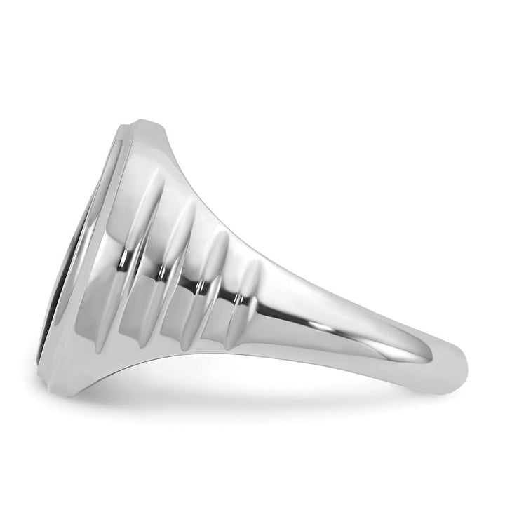 14k White Gold Oval Onyx Men's Ring
