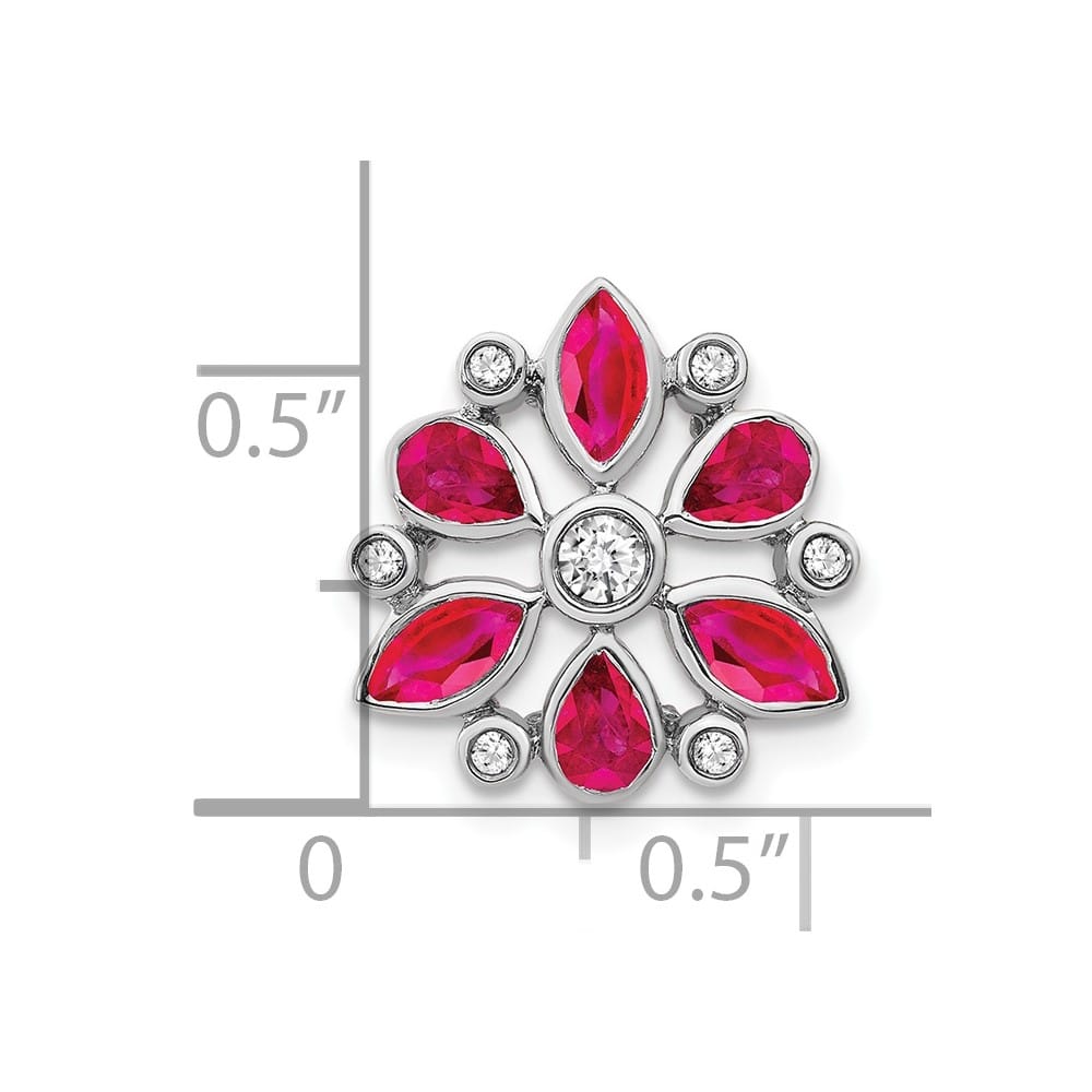 14K White Gold Pear and Marquise Ruby and Diamond Chain Slide