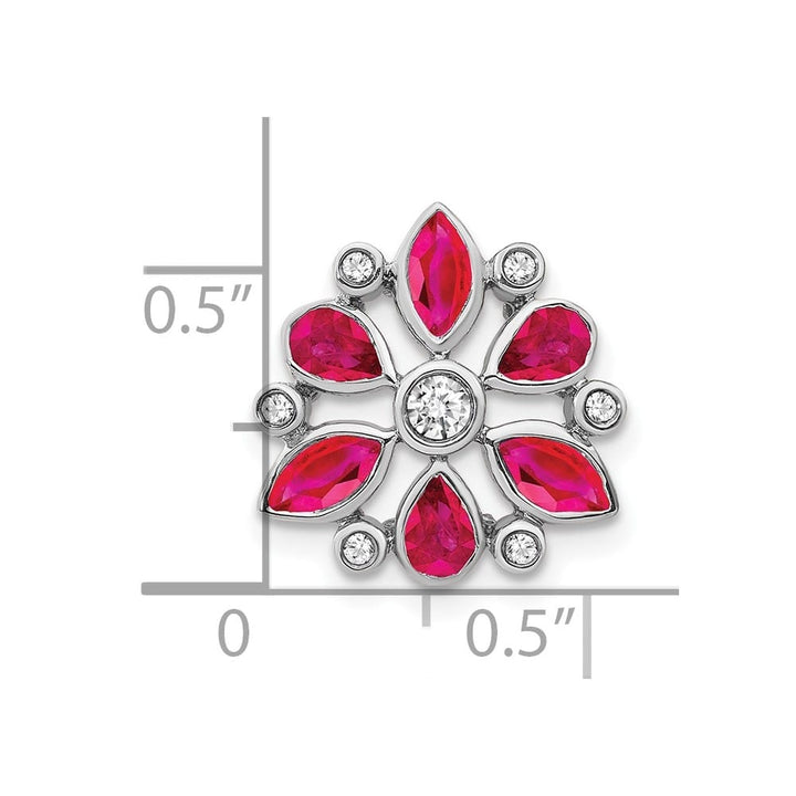 14K White Gold Pear and Marquise Ruby and Diamond Chain Slide