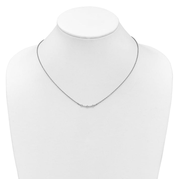 14K White Gold Polished 1/20 carat Diamond Curved Bar 18 inch Necklace