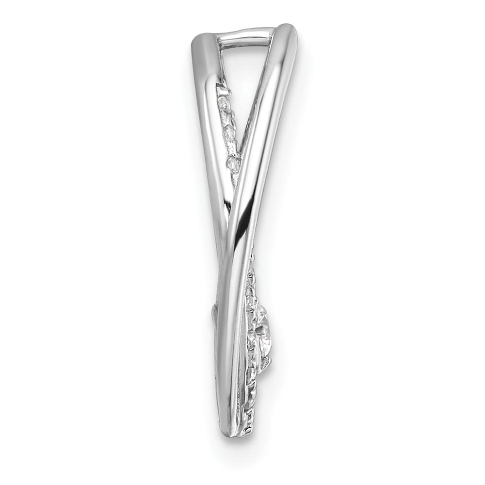 14K White Gold Polished 1/3 Carat Diamond Double Oval Chain Slide