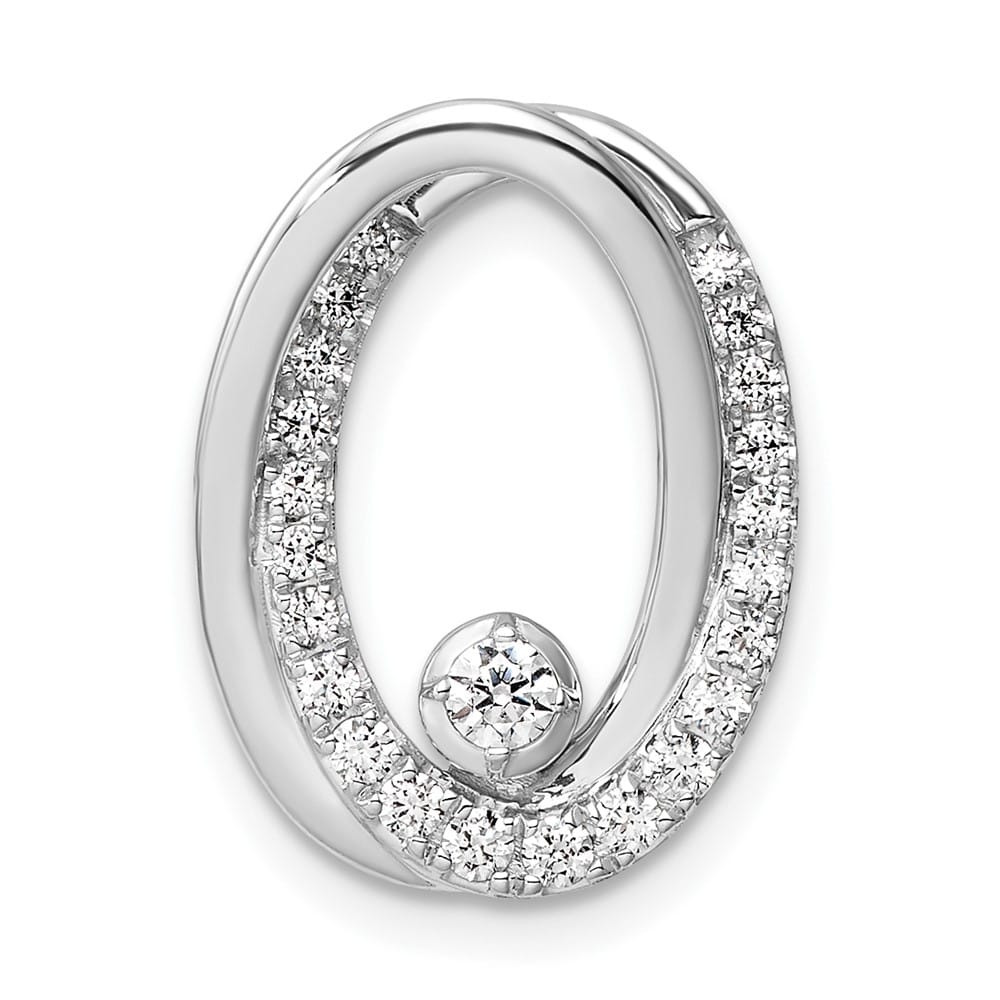 14K White Gold Polished 1/3 Carat Diamond Double Oval Chain Slide