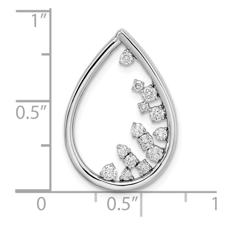 14K White Gold Polished 1/3 ct Diamond Fancy Teardrop Chain Slide