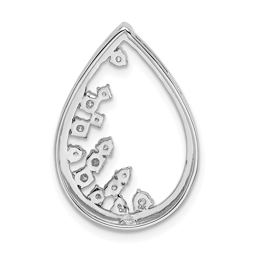14K White Gold Polished 1/3 ct Diamond Fancy Teardrop Chain Slide