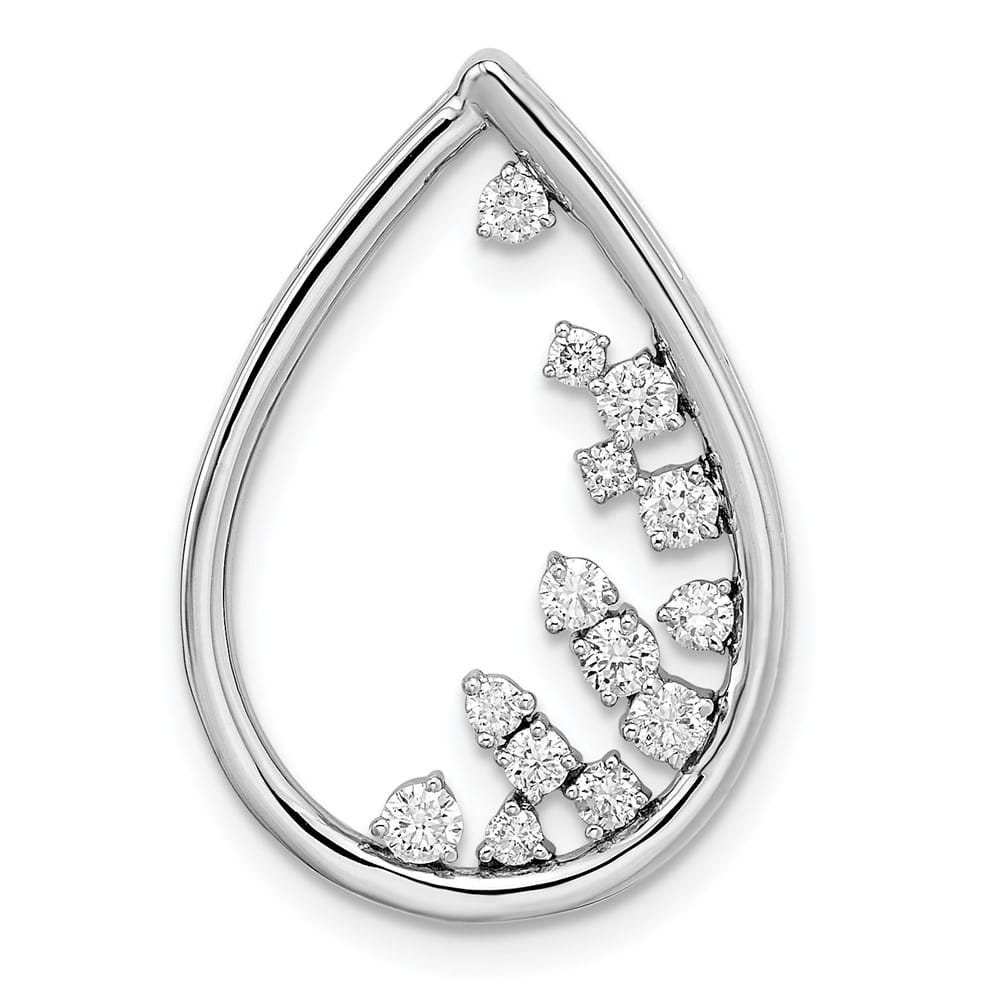 14K White Gold Polished 1/3 ct Diamond Fancy Teardrop Chain Slide