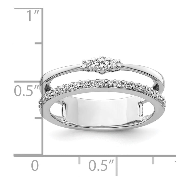 14k White Gold Polished 1/4 Carat Diamond Double Band Fashion Ring Ladies Stock Size 7 Ring Are Refundable