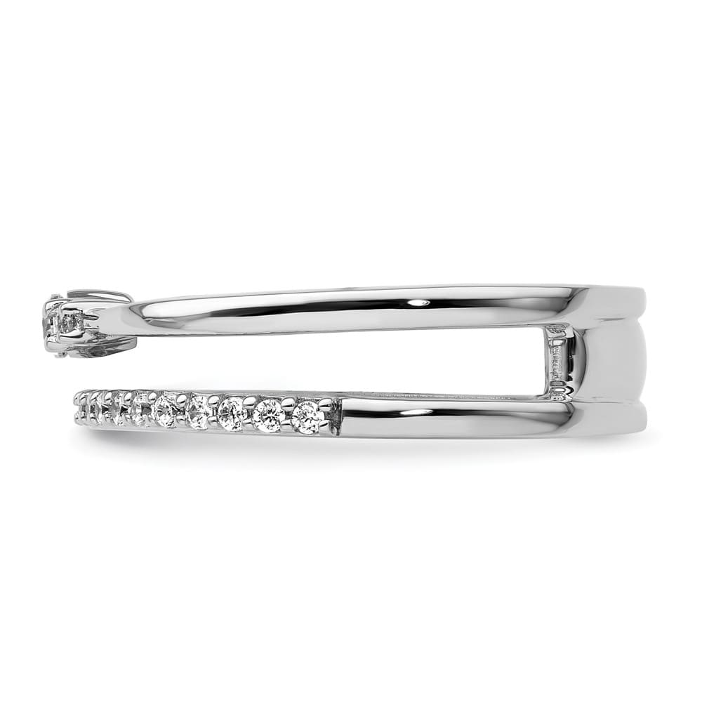 14k White Gold Polished 1/4 Carat Diamond Double Band Fashion Ring Ladies Stock Size 7 Ring Are Refundable
