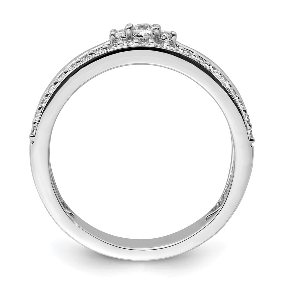 14k White Gold Polished 1/4 Carat Diamond Double Band Fashion Ring Ladies Stock Size 7 Ring Are Refundable