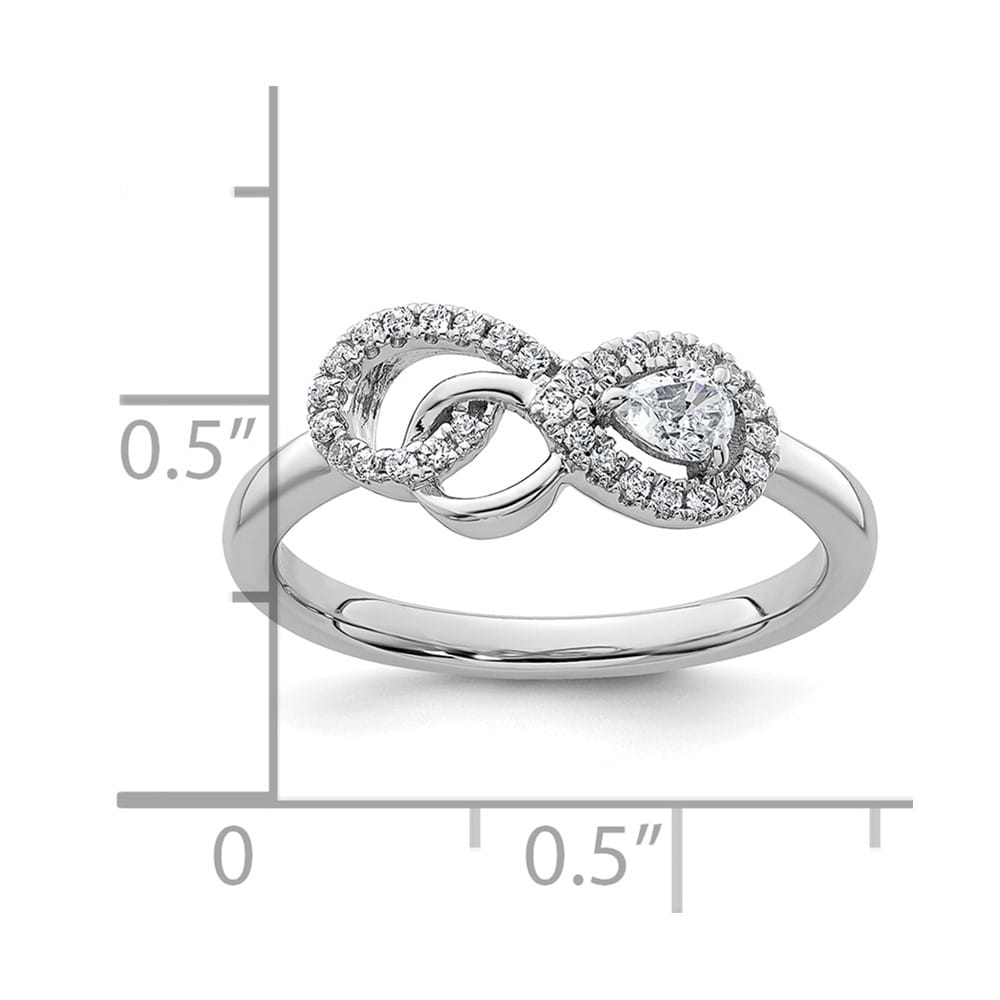 14k White Gold Polished 1/4 Carat Diamond Infinity Ring Ladies Stock Size 7 Ring Are Refundable