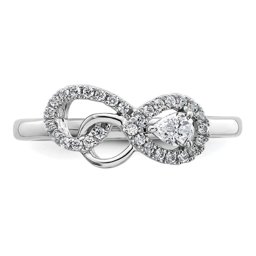14k White Gold Polished 1/4 Carat Diamond Infinity Ring Ladies Stock Size 7 Ring Are Refundable