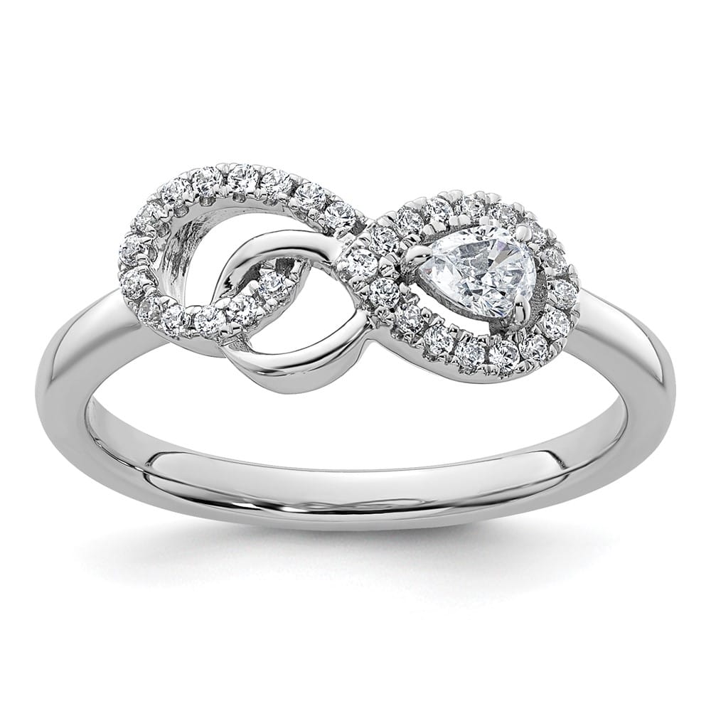 14k White Gold Polished 1/4 Carat Diamond Infinity Ring Ladies Stock Size 7 Ring Are Refundable
