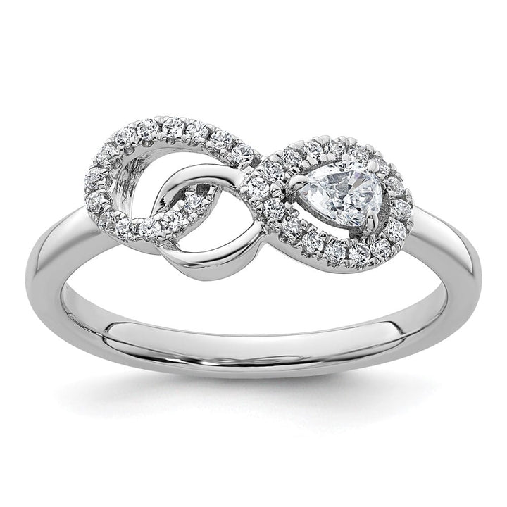 14k White Gold Polished 1/4 Carat Diamond Infinity Ring Ladies Stock Size 7 Ring Are Refundable