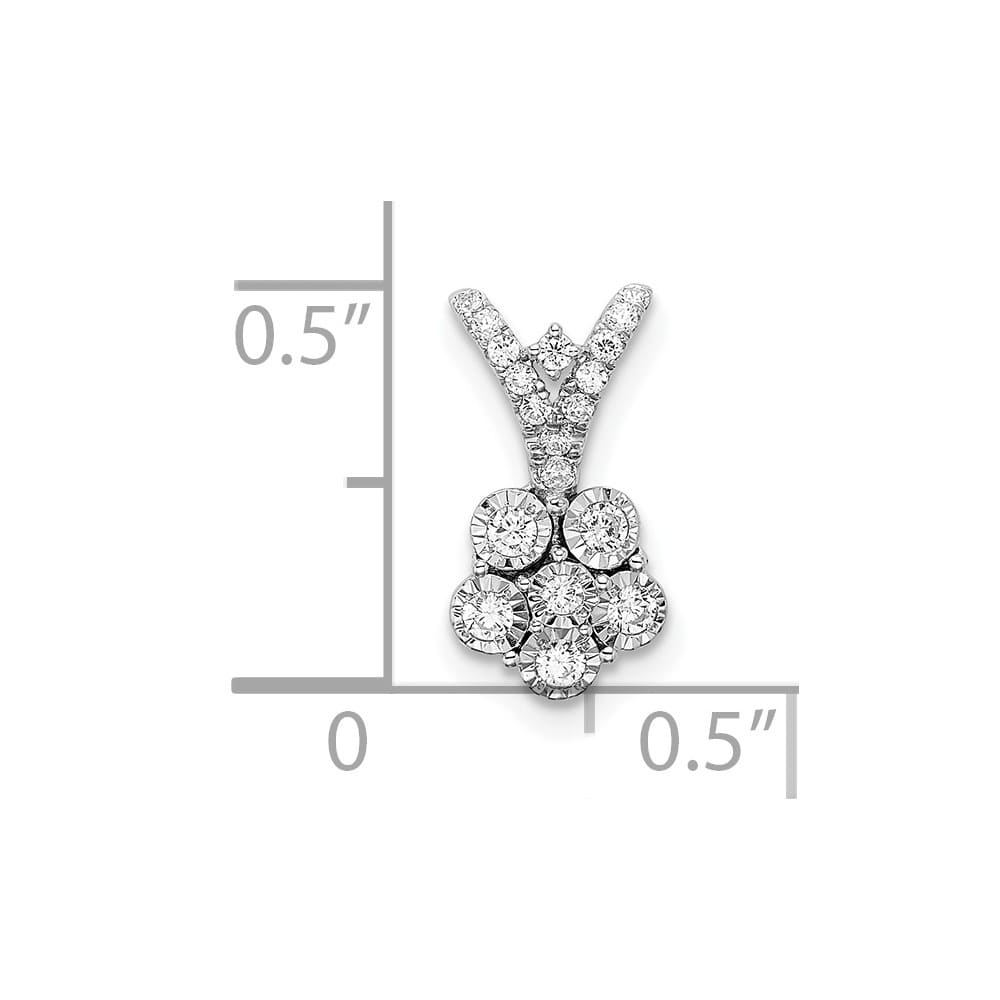 14K White Gold Polished 1/4 ct Diamond Flower Pendant