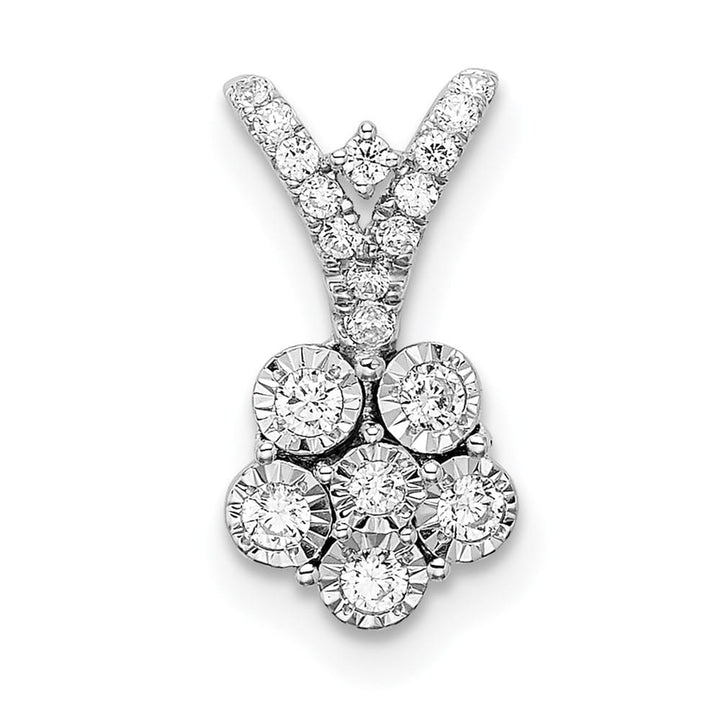 14K White Gold Polished 1/4 ct Diamond Flower Pendant