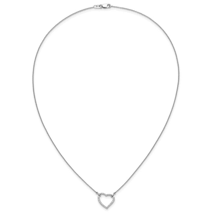 14K White Gold Polished 1/5 carat Diamond Heart 18 inch Necklace