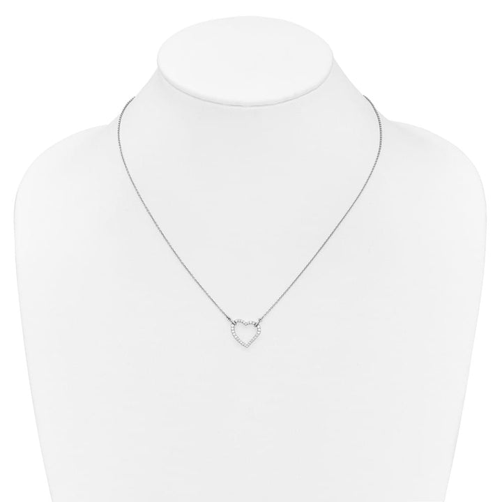 14K White Gold Polished 1/5 carat Diamond Heart 18 inch Necklace