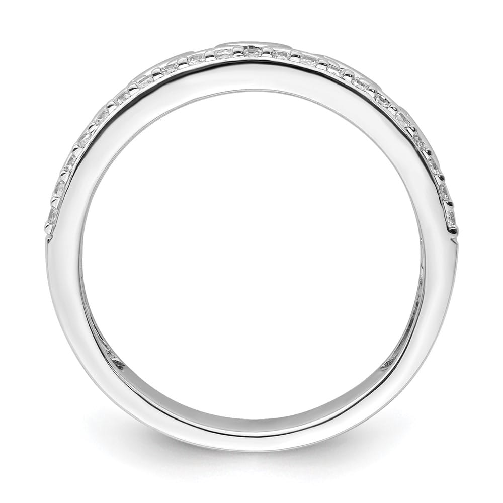 14k White Gold Polished 1/6 Carat Diamond Double Band Creek Key Band Ladies Stock Size 7 Ring Are Refundable