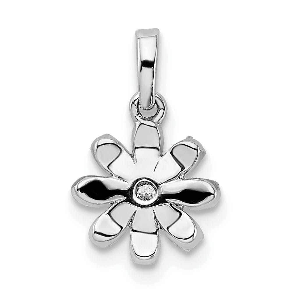 14K White Gold Polished 1/6 ct Diamond Flower Pendant