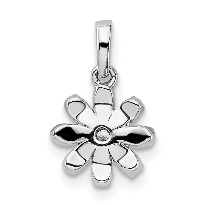 14K White Gold Polished 1/6 ct Diamond Flower Pendant