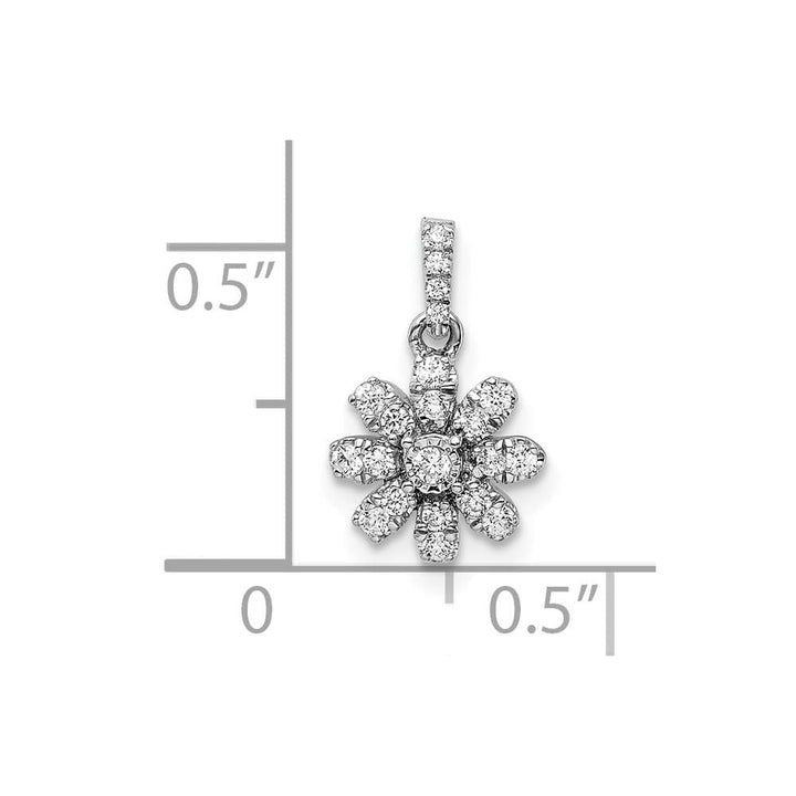 14K White Gold Polished 1/6 ct Diamond Flower Pendant