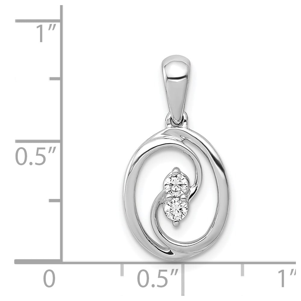 14K White Gold Polished 1/8 ct Diamond Oval Pendant