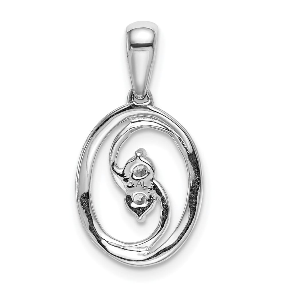 14K White Gold Polished 1/8 ct Diamond Oval Pendant