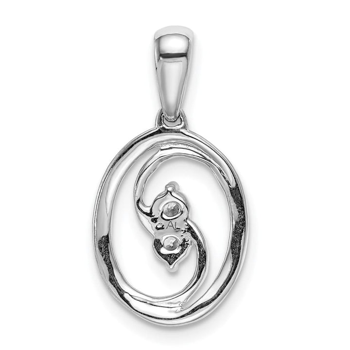 14K White Gold Polished 1/8 ct Diamond Oval Pendant