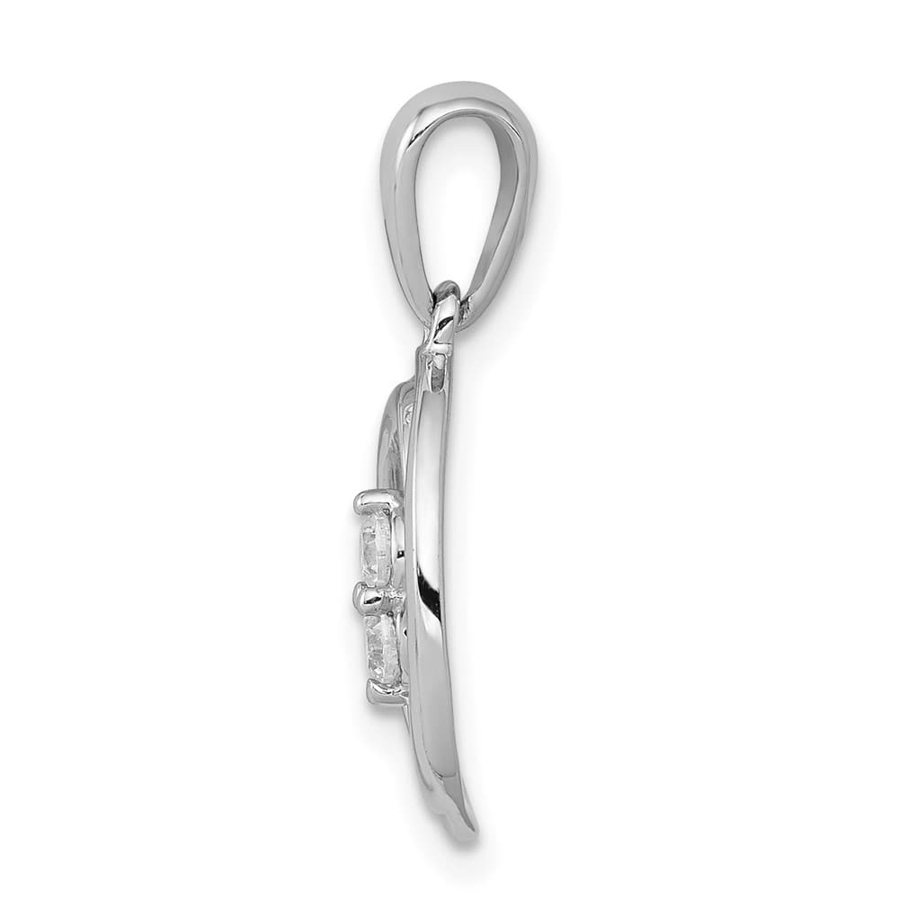 14K White Gold Polished 1/8 ct Diamond Oval Pendant