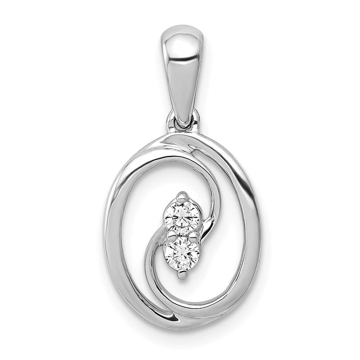 14K White Gold Polished 1/8 ct Diamond Oval Pendant