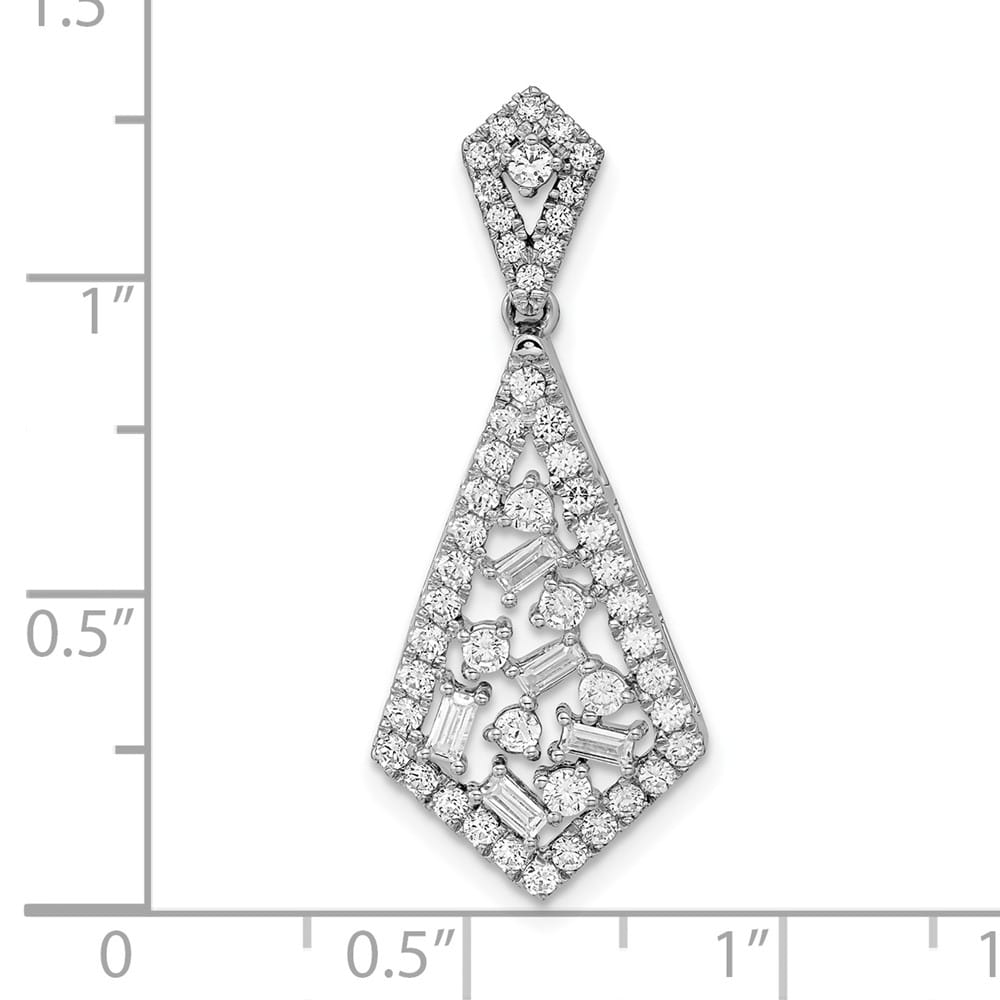 14K White Gold Polished 3/4 ct Diamond Fancy Dangle Chain Slide