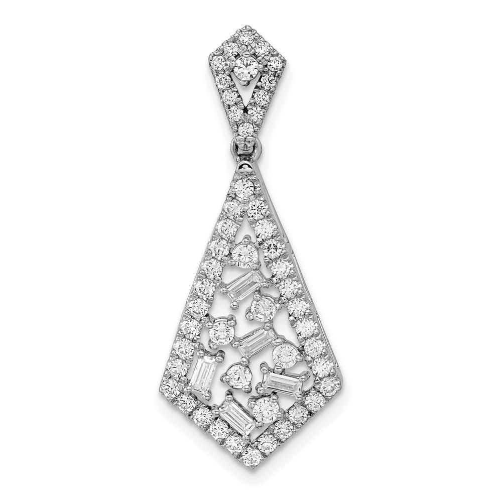 14K White Gold Polished 3/4 ct Diamond Fancy Dangle Chain Slide