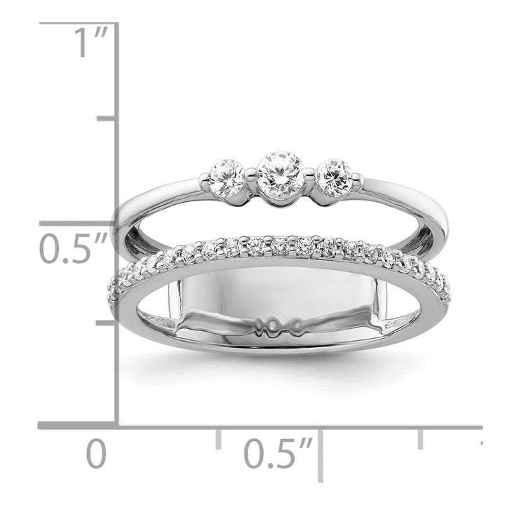 14k White Gold Polished 3/8 Carat Diamond Double Band Fashion Ring Ladies Stock Size 7 Ring Are Refundable