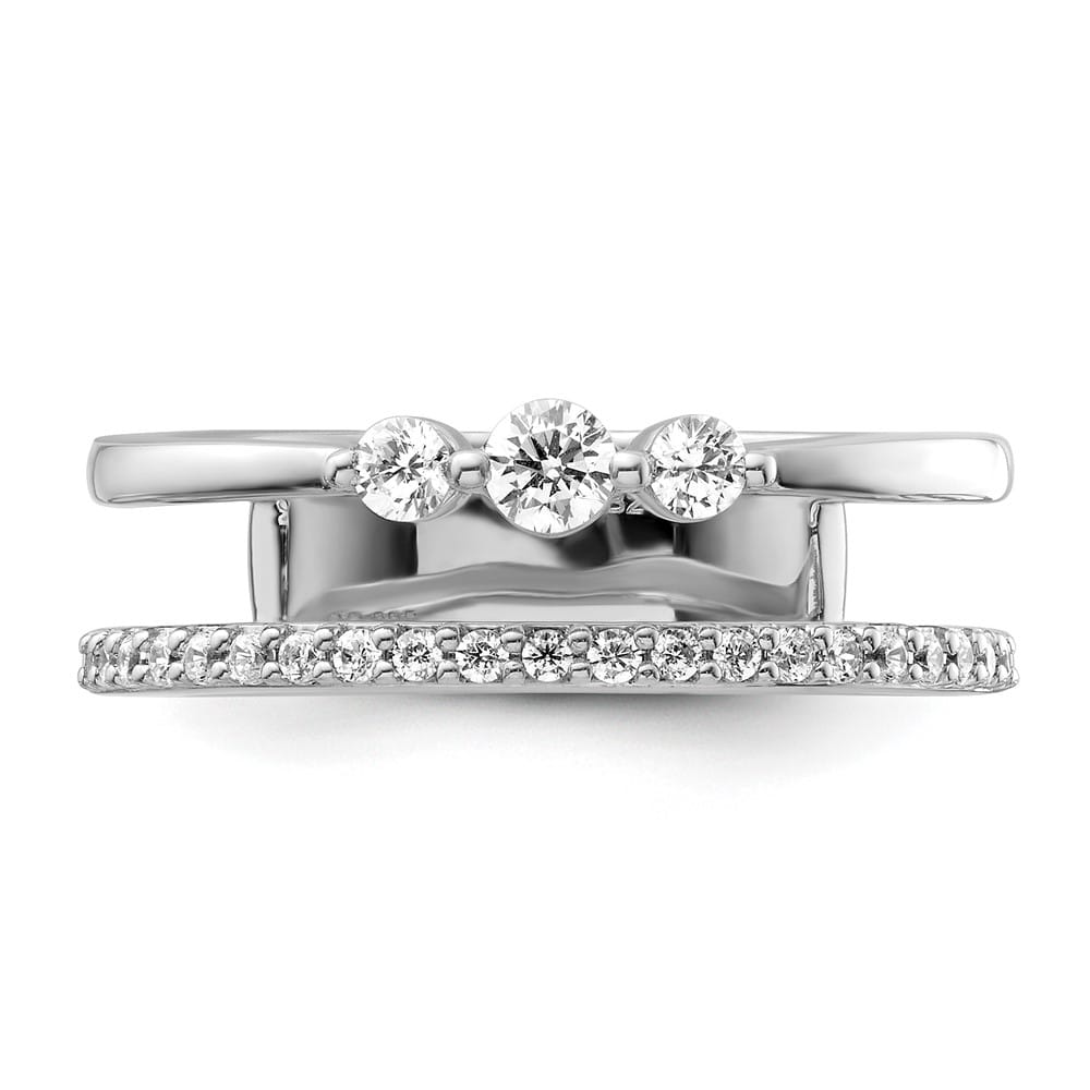 14k White Gold Polished 3/8 Carat Diamond Double Band Fashion Ring Ladies Stock Size 7 Ring Are Refundable