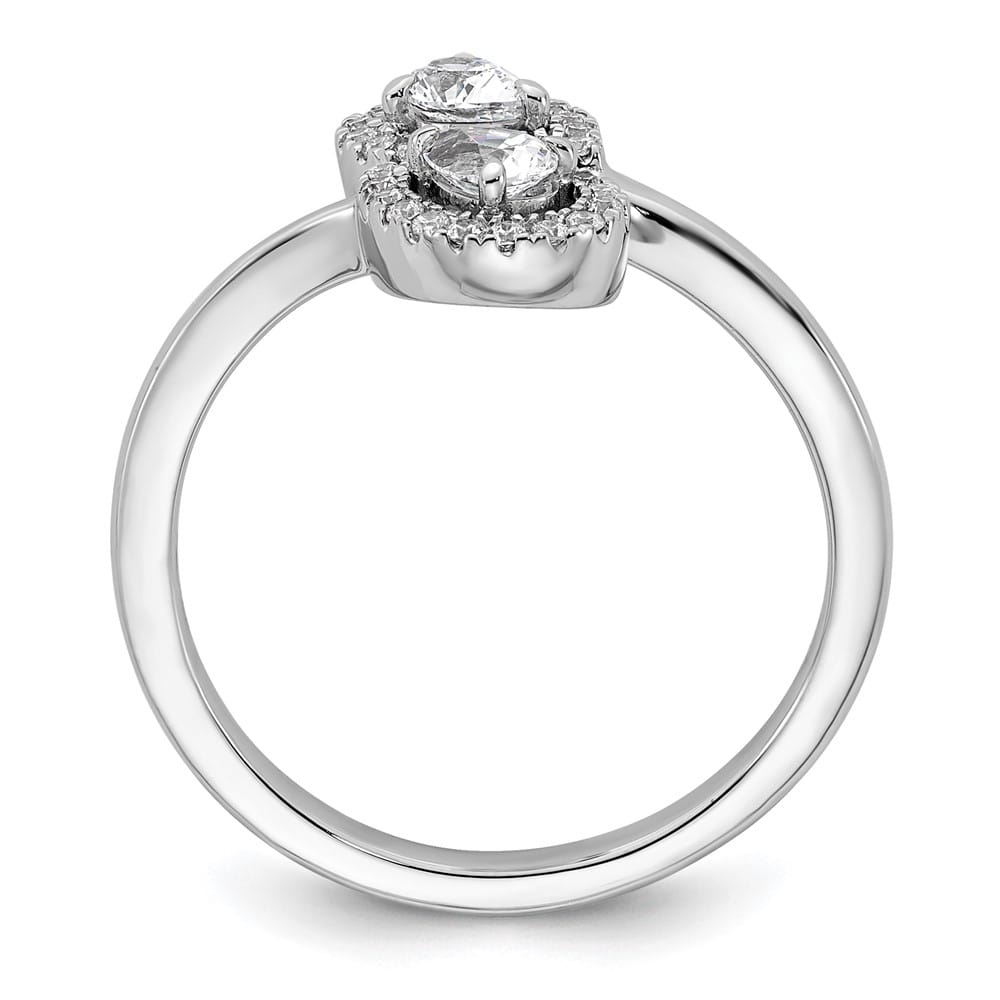 14k White Gold Polished 3/8 Carat Diamond Pear Halo Bypass Ring Ladies Stock Size 7 Ring Are Refundable
