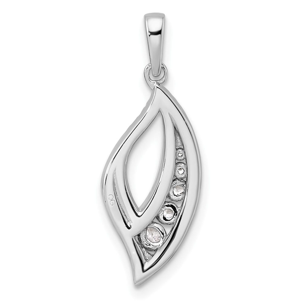 14K White Gold Polished 3/8 ct Diamond Fancy Leaf Pendant