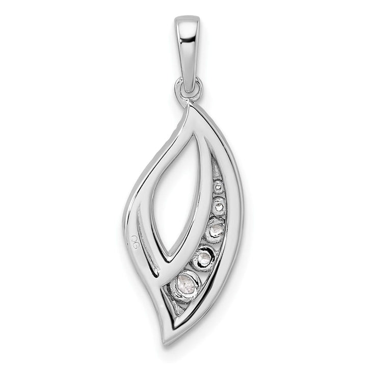 14K White Gold Polished 3/8 ct Diamond Fancy Leaf Pendant