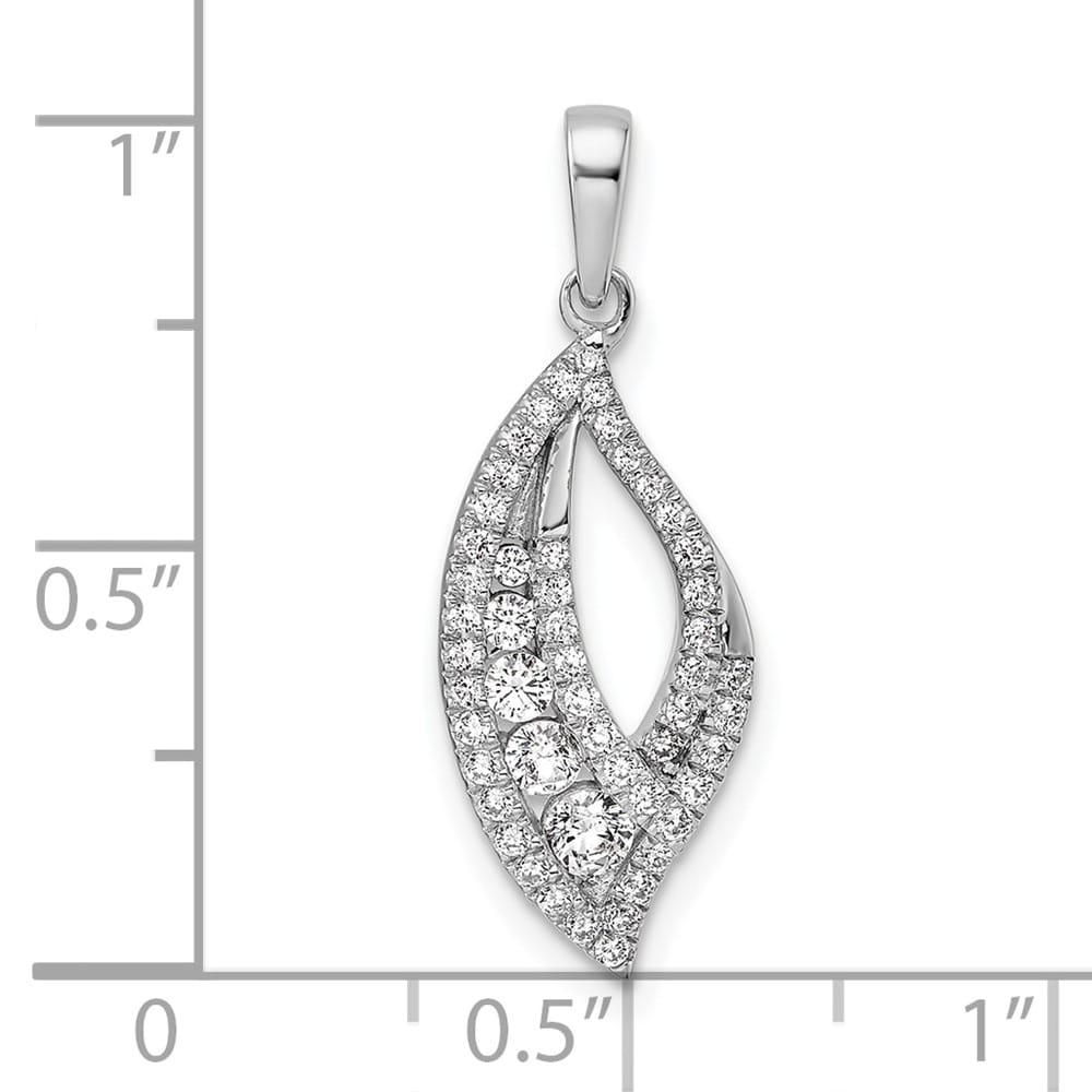 14K White Gold Polished 3/8 ct Diamond Fancy Leaf Pendant