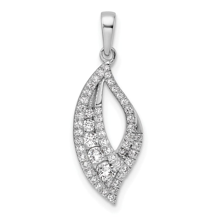 14K White Gold Polished 3/8 ct Diamond Fancy Leaf Pendant