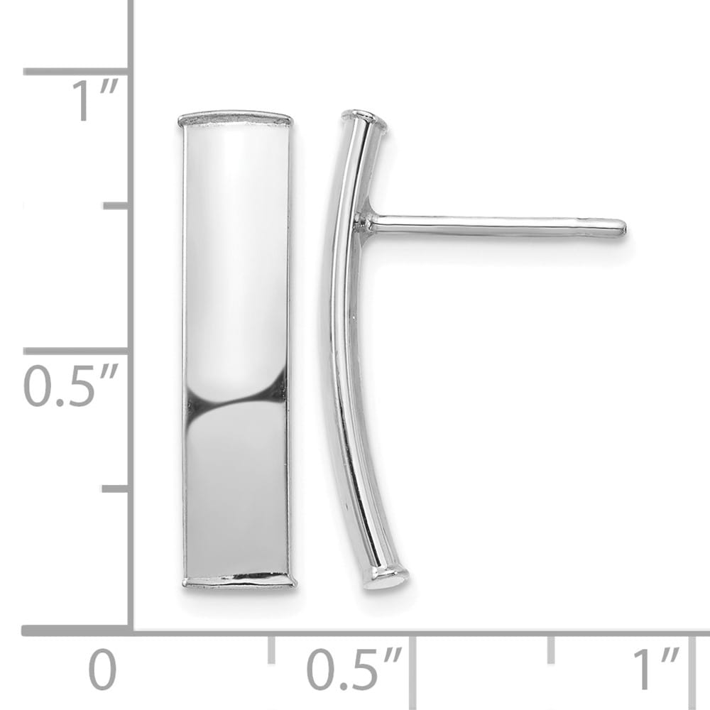 14K White Gold Polished 5x21mm Curved Bar Post Earrings, view 4 of 4