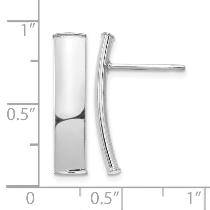 14K White Gold Polished 5x21mm Curved Bar Post Earrings, view 4 of 4