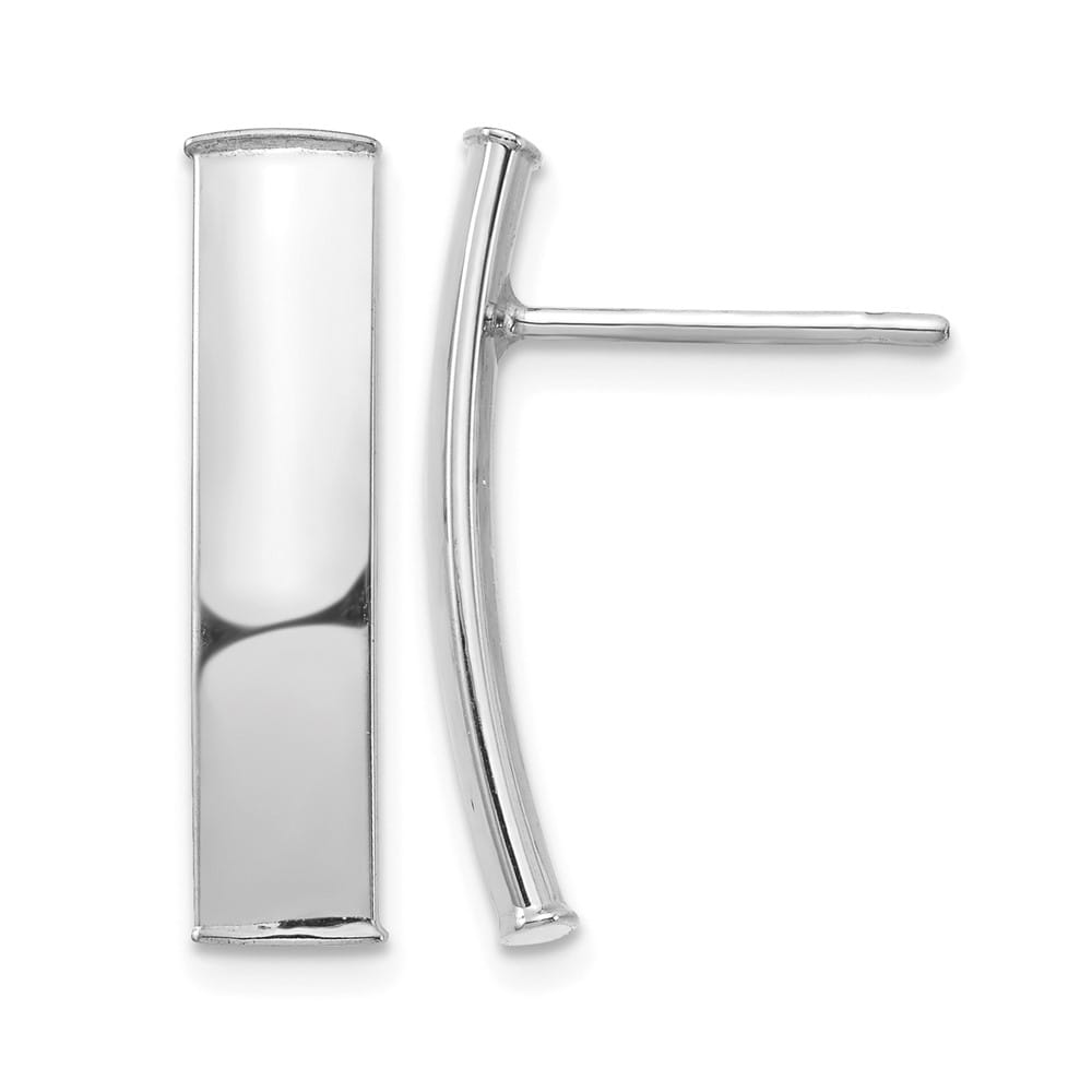 14K White Gold Polished 5x21mm Curved Bar Post Earrings, view 1 of 4