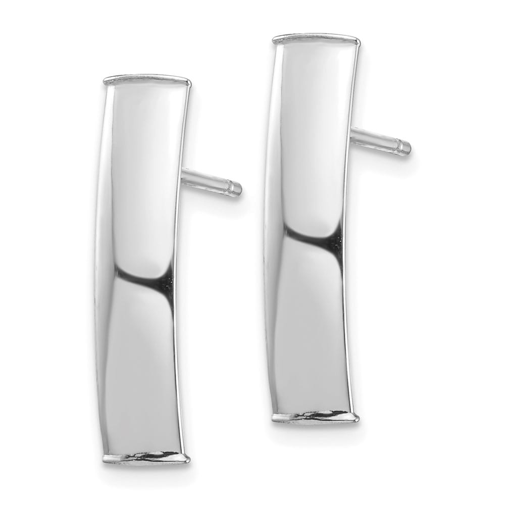 14K White Gold Polished 5x21mm Curved Bar Post Earrings, view 2 of 4
