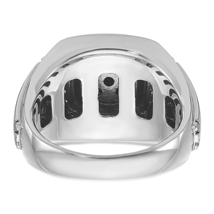 14k White Gold Polished and Satin Black and White Diamond Men's Ring