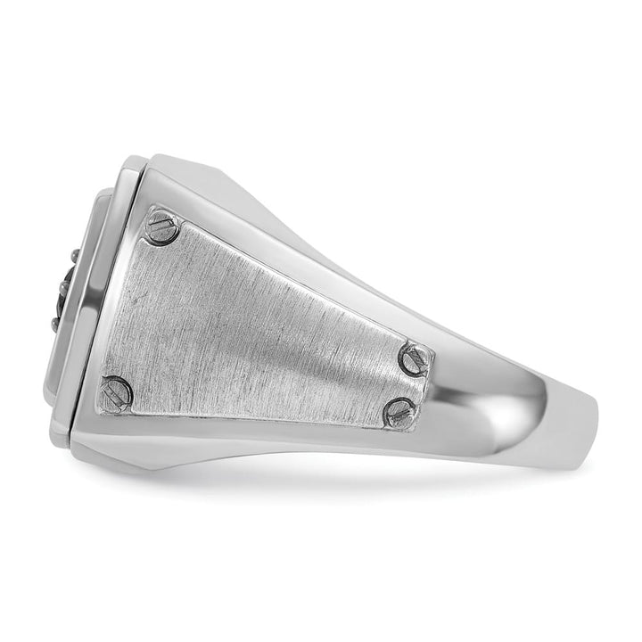 14k White Gold Polished and Satin Black and White Diamond Men's Ring