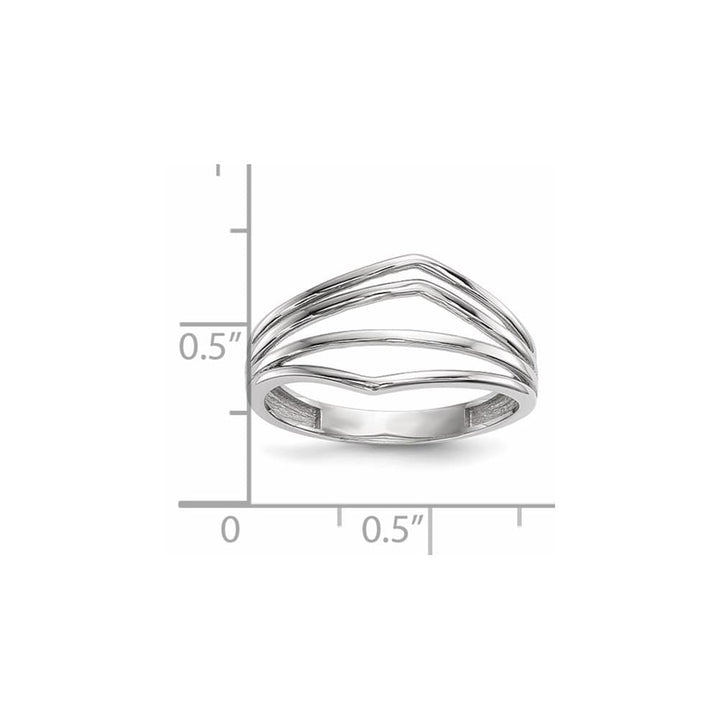 14k White Gold Polished Curved 4-Bar Ring