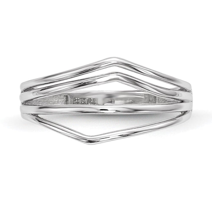14k White Gold Polished Curved 4-Bar Ring