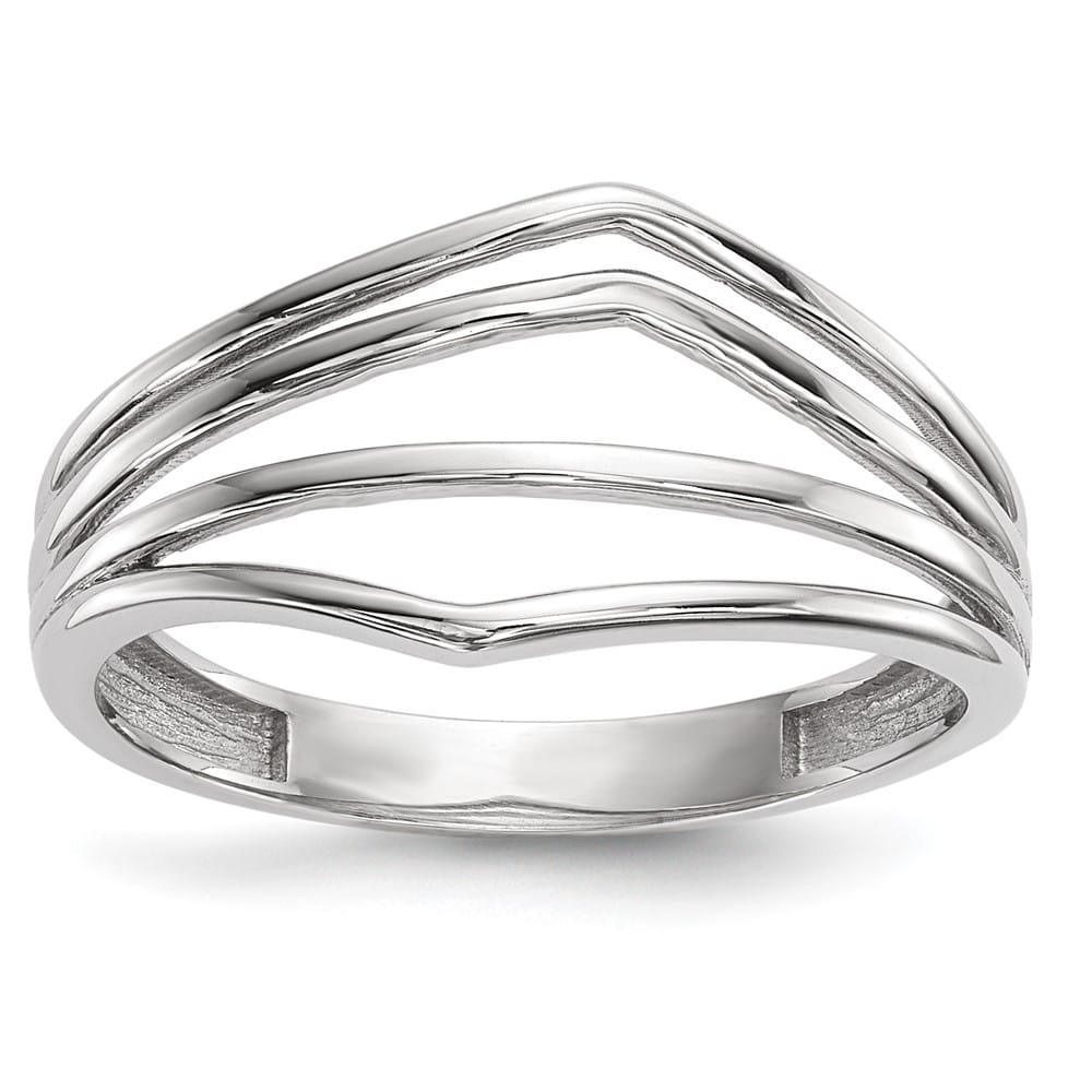 14k White Gold Polished Curved 4-Bar Ring