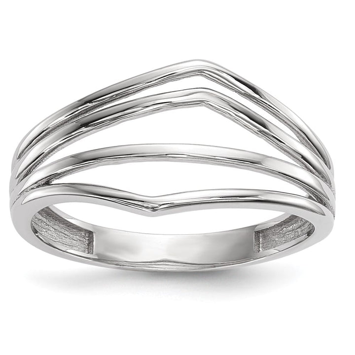 14k White Gold Polished Curved 4-Bar Ring