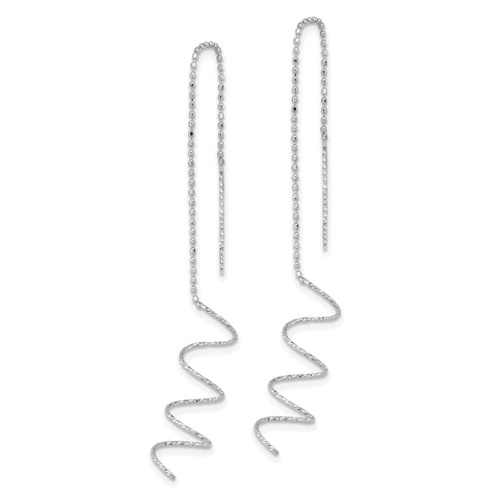 14K White Gold Polished D.C. Spiral Threader Earrings, view 2 of 4